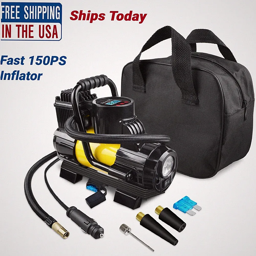 12V 150 PSI Car Tire Inflator Portable Air Compressor Auto Shut Off LED