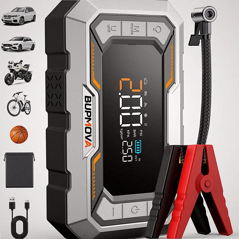 15000A 12V Lithium Jump Starter with Air Compressor USB for Car Truck SUV Boat