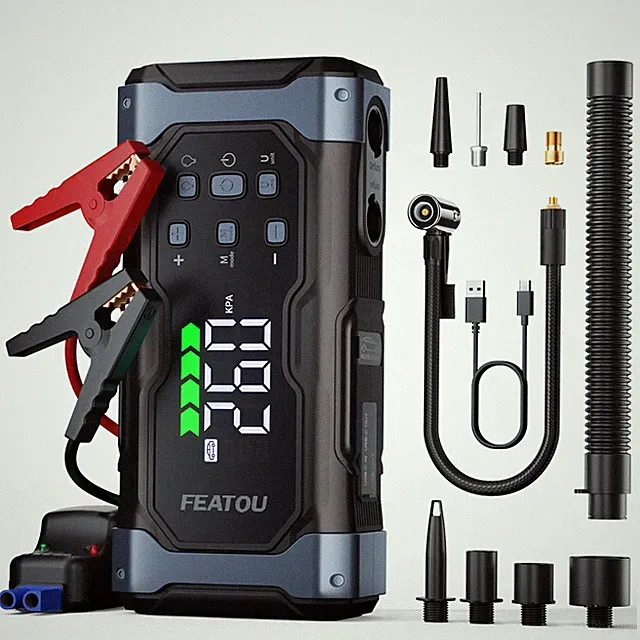 9000A Car Jump Starter Air Compressor Tire Inflator Battery Booster Charge +Case