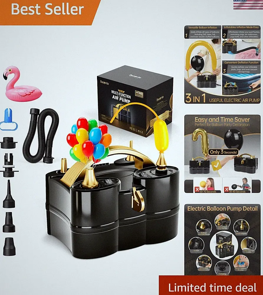 Balloon Pump Electric, 3-in-1 Portable Black Gold Electric Air Machine Balloo...