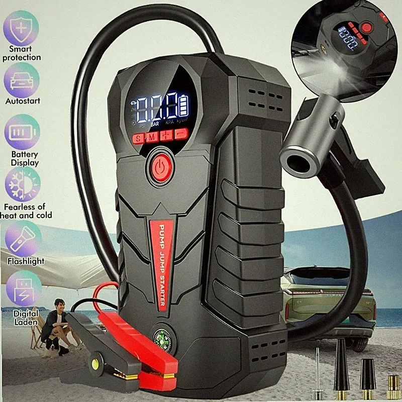 Car Jump Starter with Air Compressor 99800mAh Battery Jumper Box Charger Booster