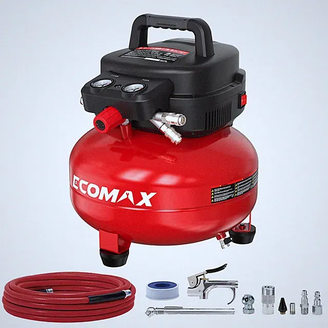ECOMAX Air Compressor 6 Gallon 150 PSI Pancake Portable 6 150 Psi, Red