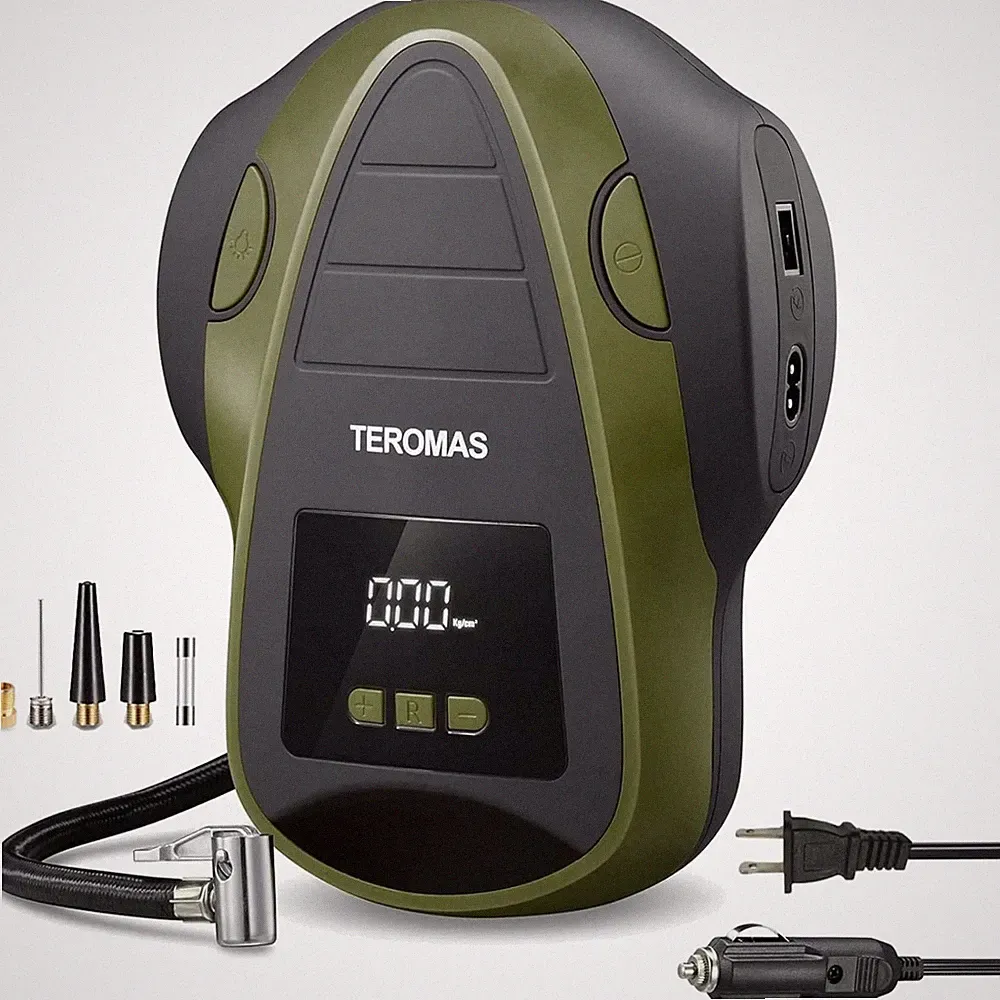 Multifunctional Portable Air Compressor: Inflate Tires & More with Ease - Green