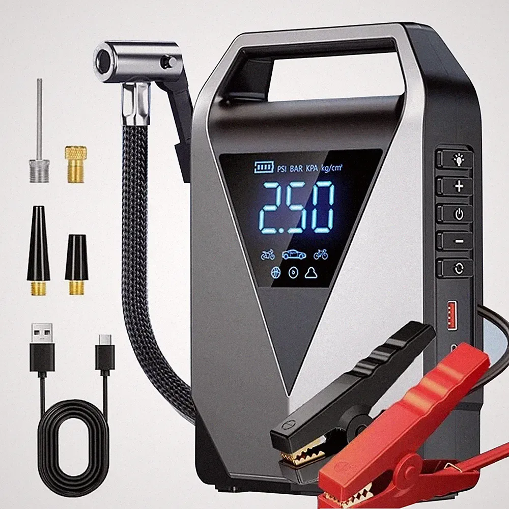 Portable 5000A Jump Starter with Air Compressor Car Battery Jumper Starter Power