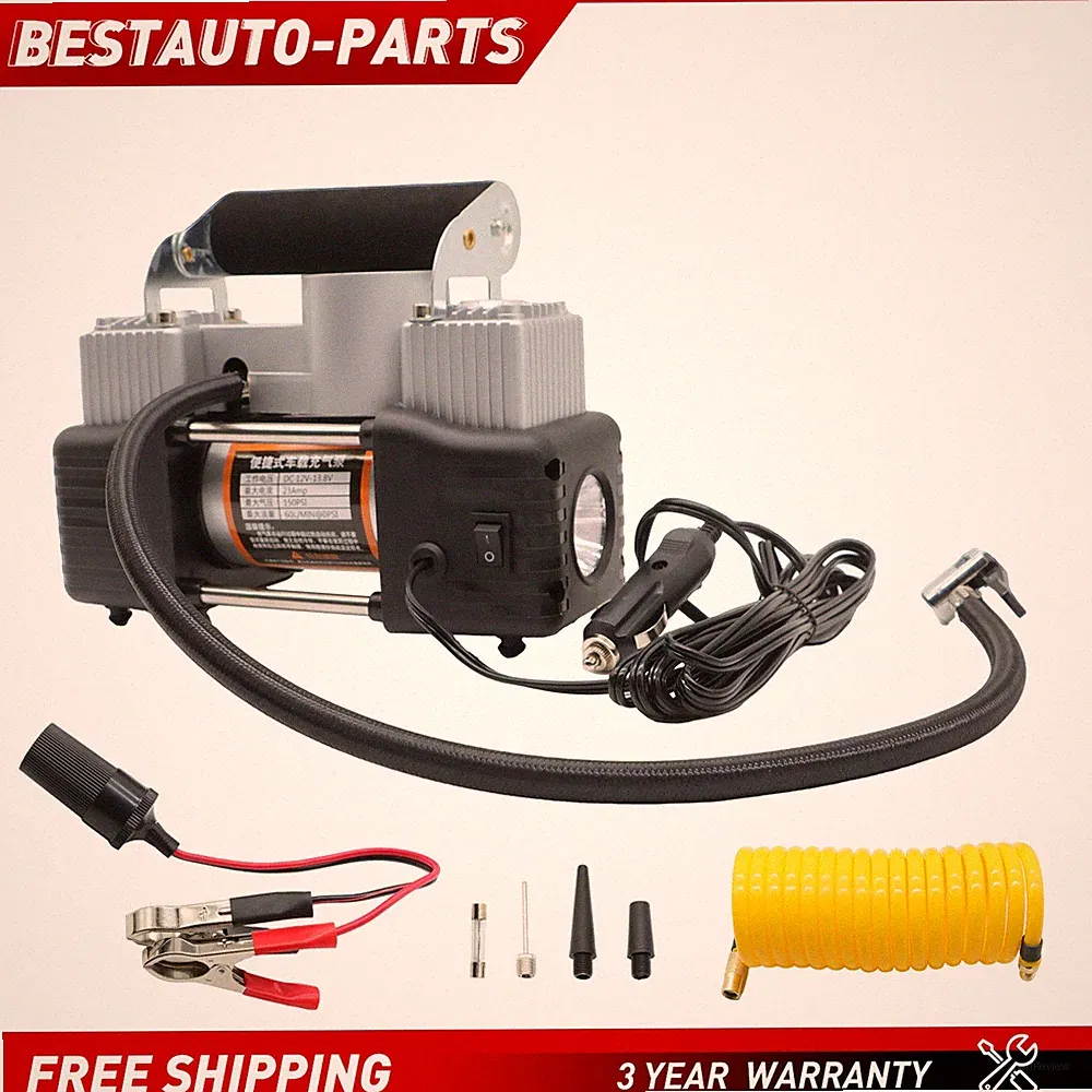 Portable Heavy Duty Air Compressor Car Tire Inflator Electric Pump Auto 12V