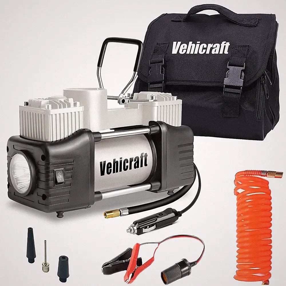 Silver Tire Inflator Portable Air Compressor, Heavy Duty Double Cylinders Aut...