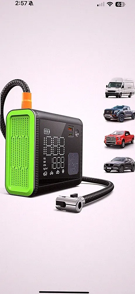 Tire Inflator Portable Air Compressor 150PSI 4X Fast (Dual Cylinder) Inflation