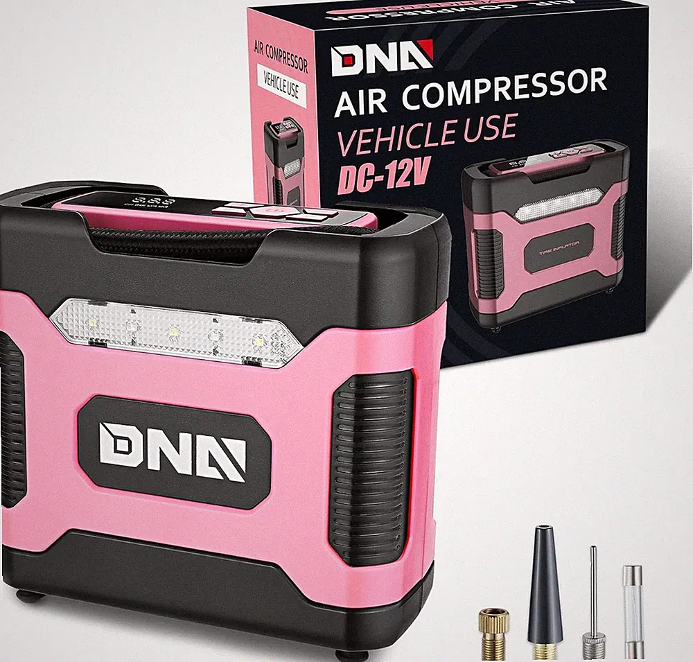 TOOLS-00212 Pink 12V DC Digital Tire Inflator Portable Air Compressor w/Pressure
